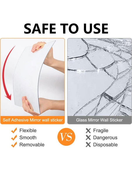 4 Piezas de Espejo Acrílico Autoadhesivo QEEYON 20x30cm