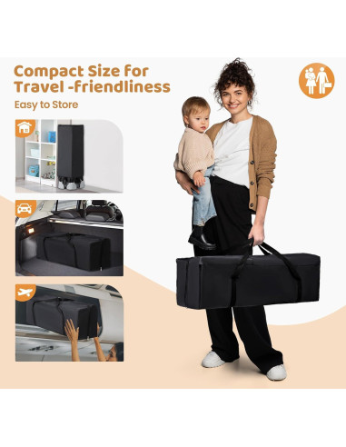 Cuna Portátil JOYMOR 5-en-1 con Mesa de Cambio y Almacenamiento