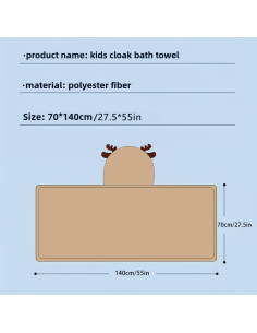 Toalla de Baño con Capucha SEVDO 70x140 cm para Niños 2