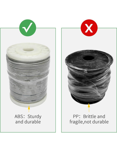 Kit de Cuerda de Alambre Unicaravan 1/8" 200FT Acero Inoxidable