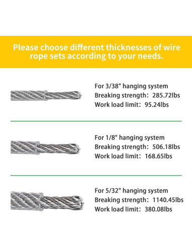 Kit de Cuerda de Alambre Unicaravan 1/8" 200FT Acero Inoxidable