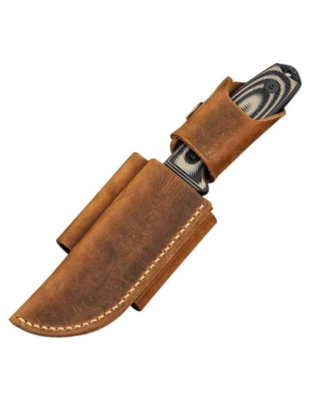 Funda de cuero ESEE 4 hecha a mano vertical resistente