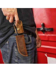 Funda de cuero ESEE 4 hecha a mano vertical resistente 2