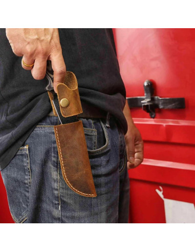 Funda de cuero ESEE 4 hecha a mano vertical resistente