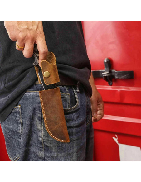 Funda de cuero ESEE 4 hecha a mano vertical resistente