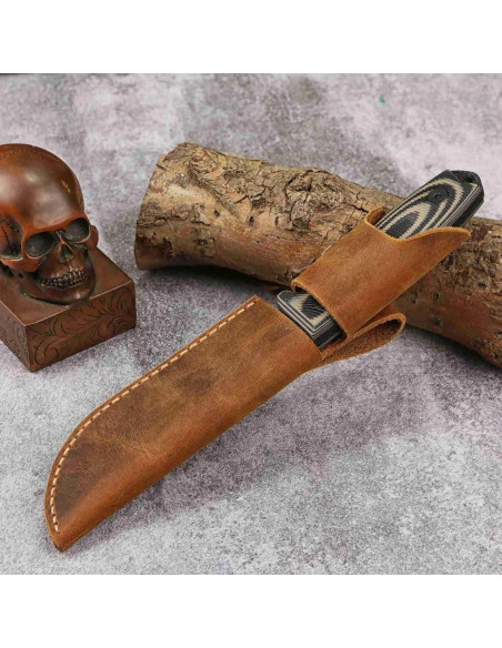 Funda de cuero ESEE 4 hecha a mano vertical resistente