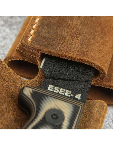 Funda de cuero ESEE 4 hecha a mano vertical resistente