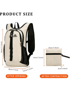 Mochila Plegable Ultraligera 15L Beige para Senderismo y Camping 2