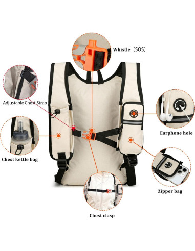 Mochila Plegable Ultraligera 15L Beige para Senderismo y Camping