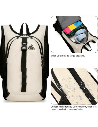 Mochila Plegable Ultraligera 15L Beige para Senderismo y Camping