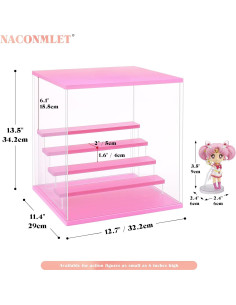 Caja de Exhibición Acrílica Rosa Naconmlet con Luz LED 5 Niveles 2