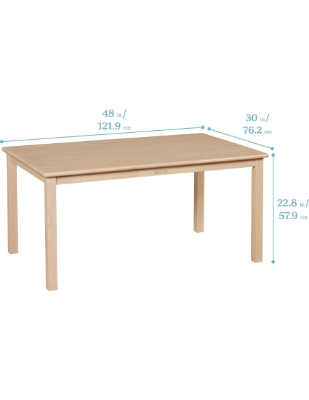 Mesa Rectangular de Madera Dura ECR4Kids 76x122cm Blanco Antiguo