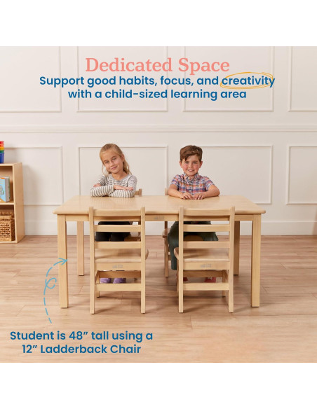 Mesa Rectangular de Madera Dura ECR4Kids 76x122cm Blanco Antiguo