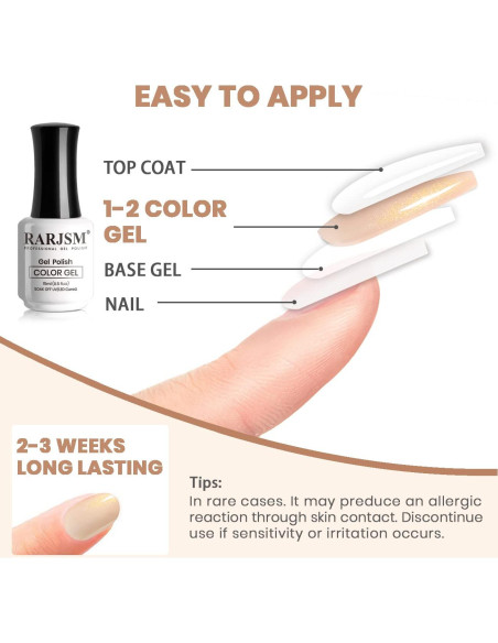 Esmalte en Gel Nude Brillante RARJSM 15ml Melocotón Dorado