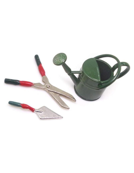 Juego de 3 Mini Herramientas de Jardín Hosfairy 1:12 Verde