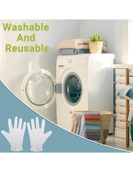 Guantes de Algodón Blancos 10 Pares con Muñeca Elástica