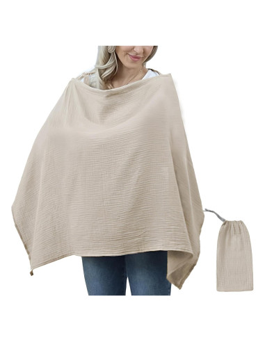 Cubierta de Lactancia 100% Algodón Caqui con Aro Ajustable