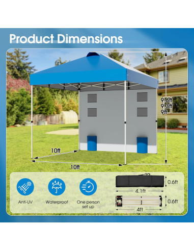 Carpa Plegable Onelike 10x10 con Pared Lateral Azul - Resistente al Agua