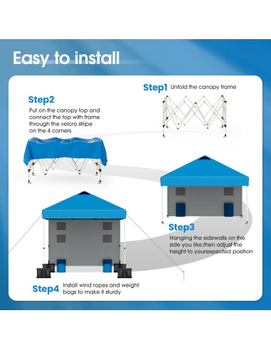 Carpa Plegable Onelike 10x10 con Pared Lateral Azul - Resistente al Agua
