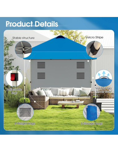 Carpa Plegable Onelike 10x10 con Pared Lateral Azul - Resistente al Agua