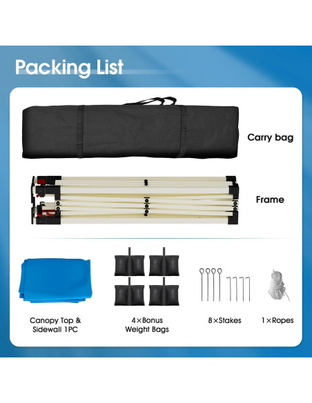 Carpa Plegable Onelike 10x10 con Pared Lateral Azul - Resistente al Agua