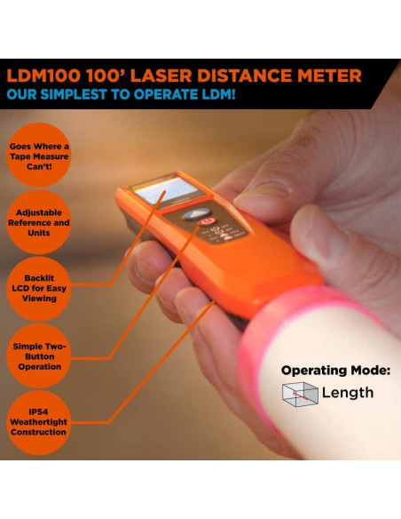 Medidor de Distancia Láser Johnson LDM100 30.48 m Naranja