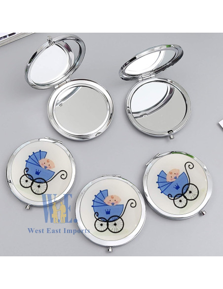 Espejos Compactos Personalizados CH para Baby Shower 12pcs Azul