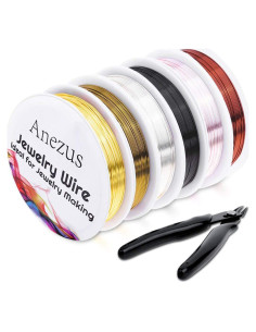 Kit de Joyería Anezus: 6 Rollos Alambre 24 Gauge + Alicates