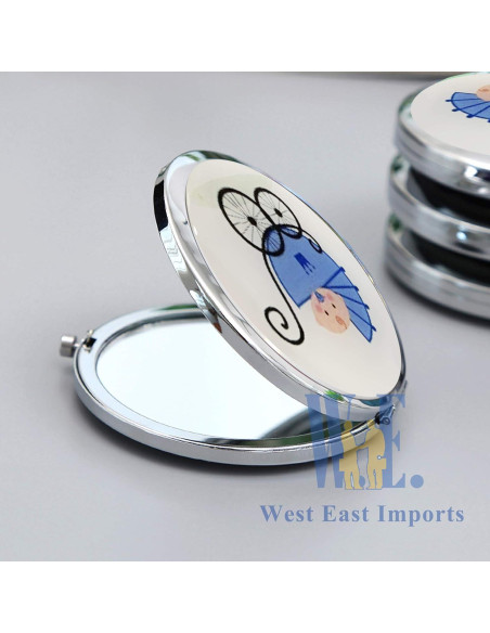 Espejos Compactos Personalizados CH para Baby Shower 12pcs Azul