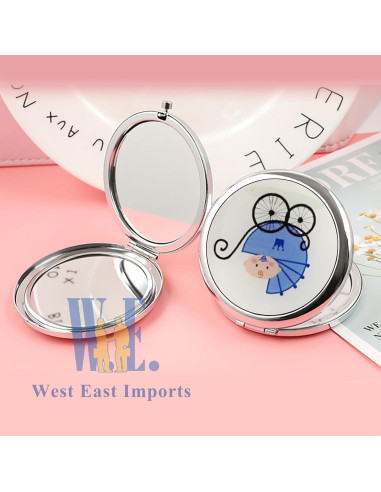 Espejos Compactos Personalizados CH para Baby Shower 12pcs Azul