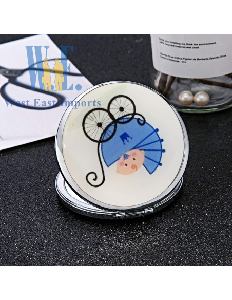 Espejos Compactos Personalizados CH para Baby Shower 12pcs Azul