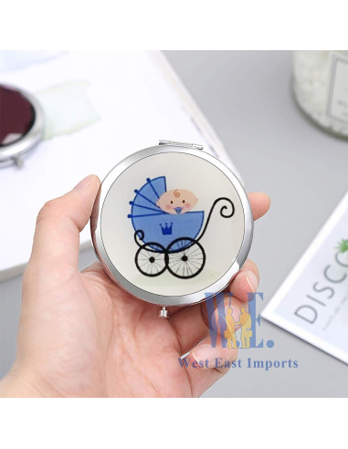 Espejos Compactos Personalizados CH para Baby Shower 12pcs Azul