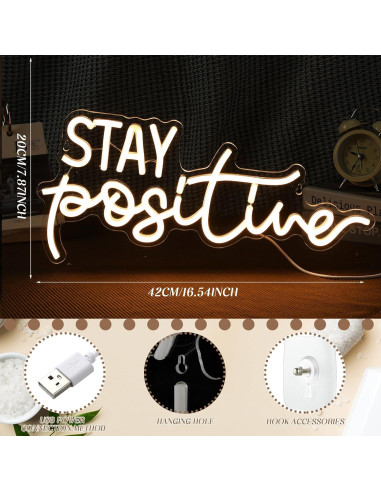Letrero de Luz LED Neon Hoolerry 40x21 cm Mantente Positivo