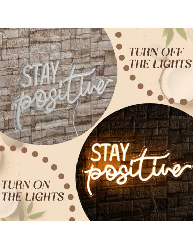 Letrero de Luz LED Neon Hoolerry 40x21 cm Mantente Positivo
