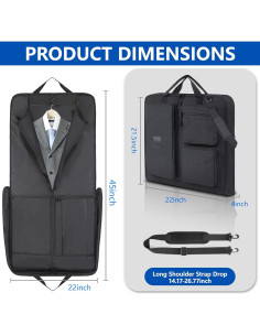 Bolsa de traje de viaje OPOALO 45" Negro para cabina 2