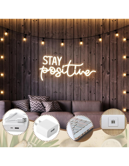 Letrero de Luz LED Neon Hoolerry 40x21 cm Mantente Positivo