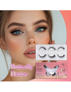 Pestañas Autoadhesivas JoMay Baile de Mariposa 3D 3 Pares 2