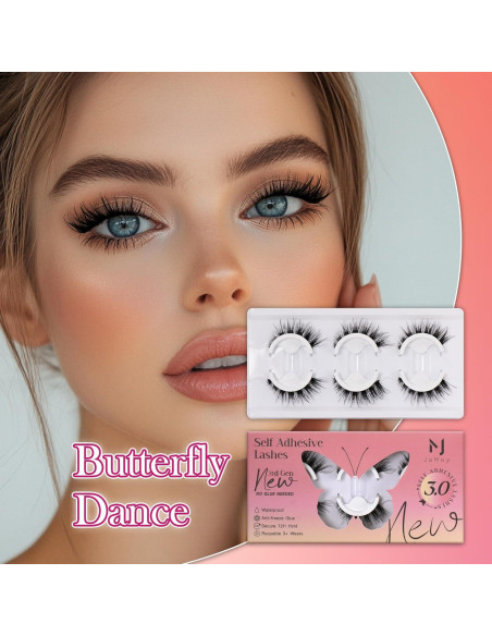 Pestañas Autoadhesivas JoMay Baile de Mariposa 3D 3 Pares
