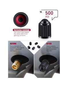 Tapa de Válvula Nuanchu 500 Piezas Neumático Plástico Negro 2