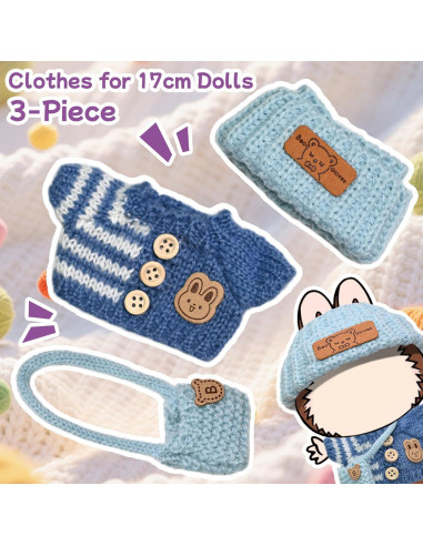 Conjunto de Ropa de Ganchillo para Muñecas 15/17cm - Azul