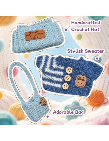 Conjunto de Ropa de Ganchillo para Muñecas 15/17cm - Azul