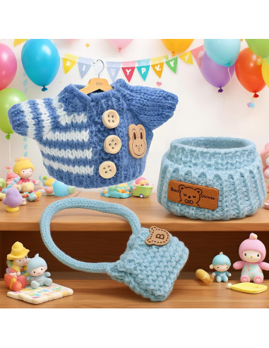 Conjunto de Ropa de Ganchillo para Muñecas 15/17cm - Azul
