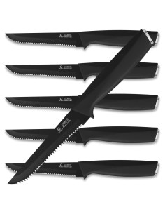 Juego de 6 Cuchillos de Carne UPTRUST - Acero Inoxidable Negro