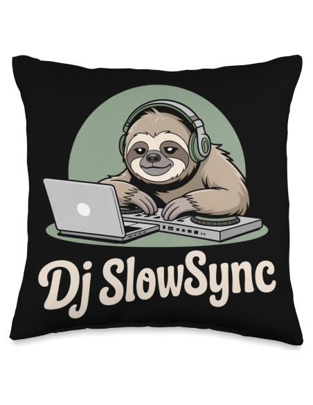 Cojín DJ SlowSync Perezoso 16x16 para Laptop y Auriculares