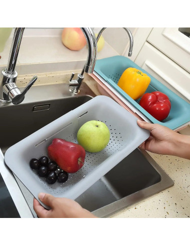 Colador extensible PUPZY para fregadero 49.5x20.3 cm Rosa