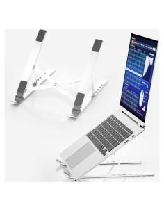 Soporte Ajustable para Laptop POWERSUP Aluminio Plata 6 Ángulos