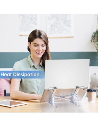 Soporte Ajustable para Laptop POWERSUP Aluminio Plata 6 Ángulos