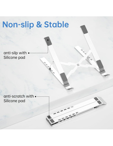 Soporte Ajustable para Laptop POWERSUP Aluminio Plata 6 Ángulos