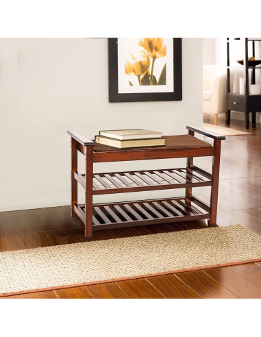 Banco para Zapatos Dporticus con Asiento Acolchado Espresso