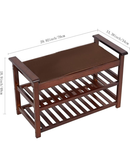 Banco para Zapatos Dporticus con Asiento Acolchado Espresso